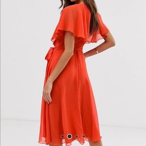 Cape back dipped hem midi dress